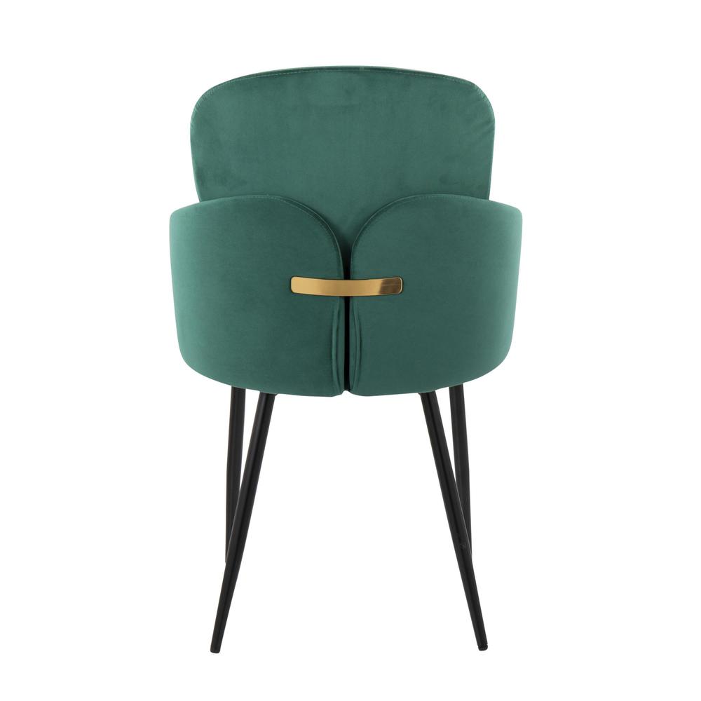 Black Metal, Green Velvet, Gold Metal Dahlia Dining Chair - Set of 2. Picture 5