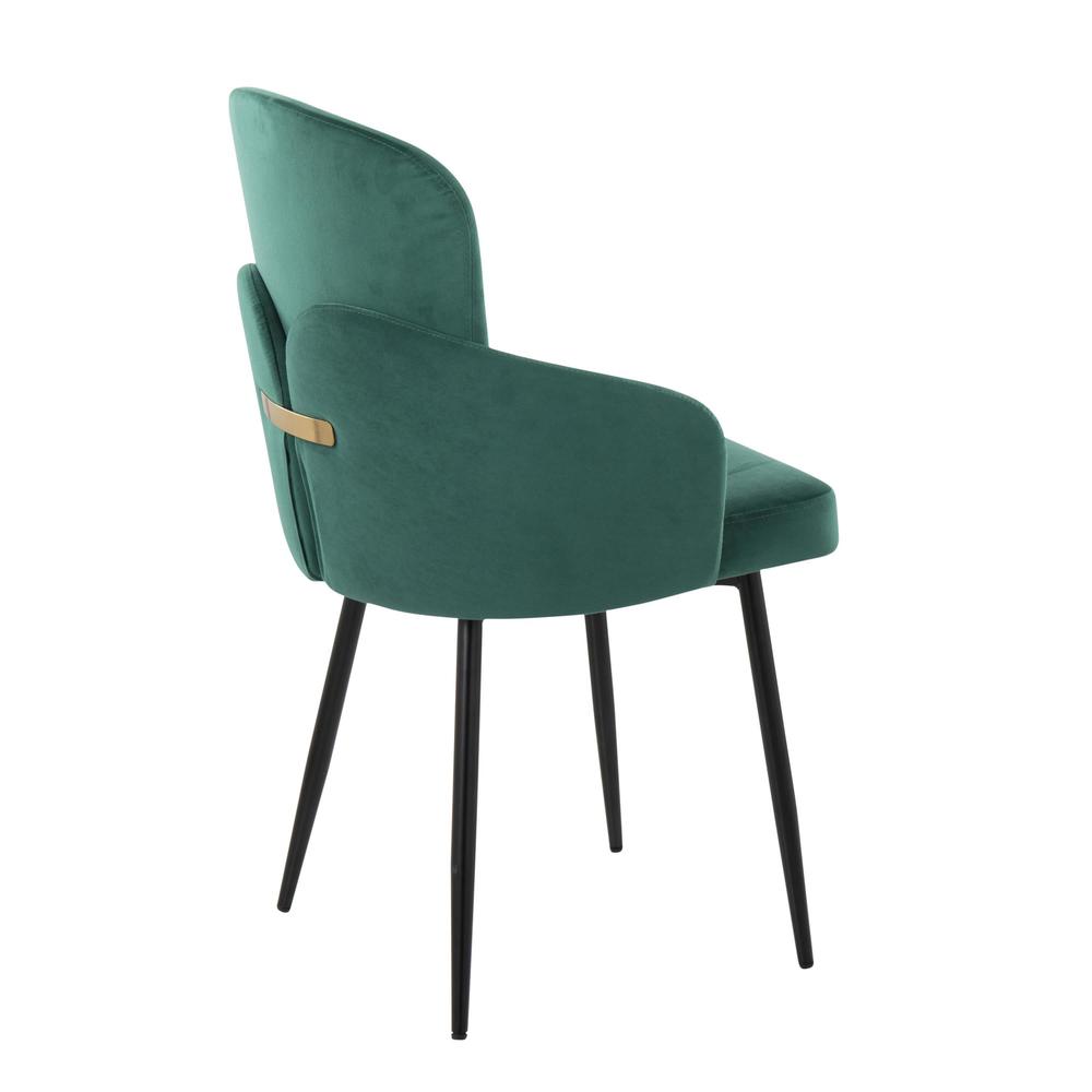 Black Metal, Green Velvet, Gold Metal Dahlia Dining Chair - Set of 2. Picture 4