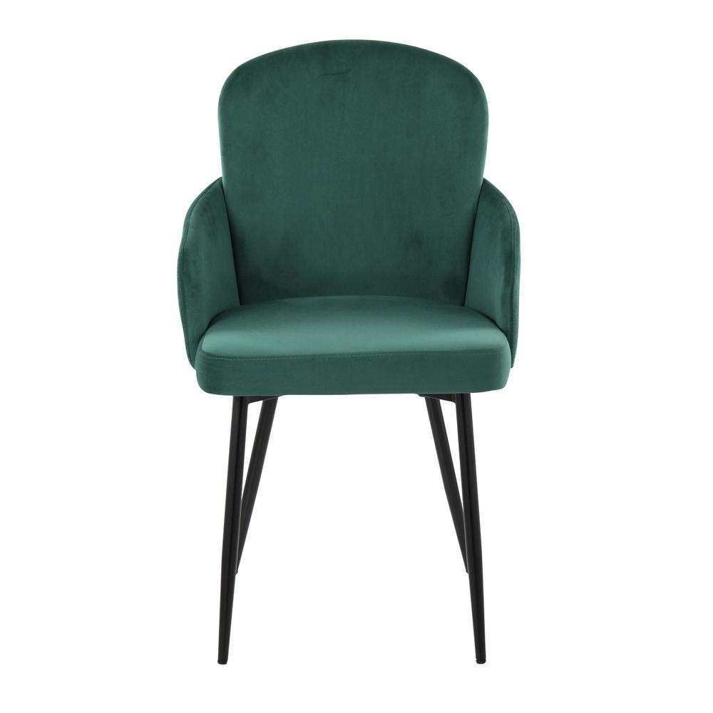 Black Metal, Green Velvet, Gold Metal Dahlia Dining Chair - Set of 2. Picture 6
