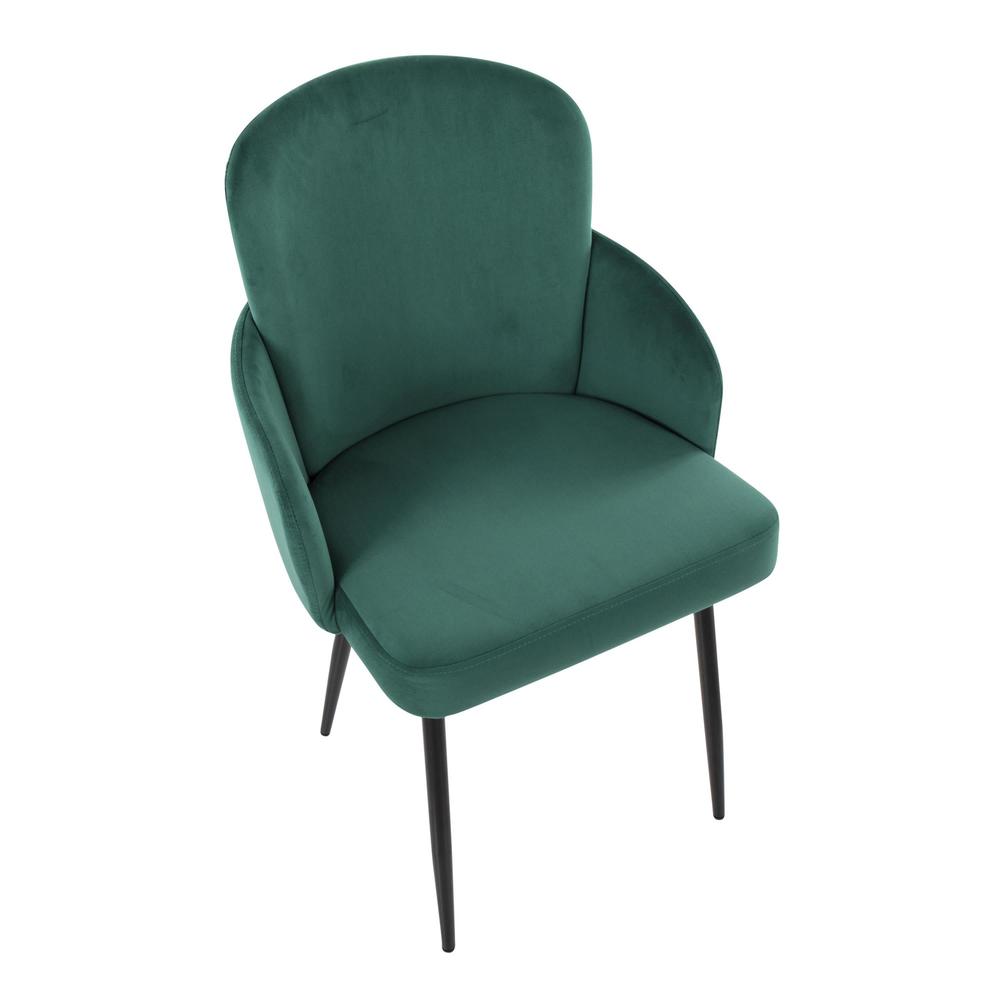 Black Metal, Green Velvet, Gold Metal Dahlia Dining Chair - Set of 2. Picture 7