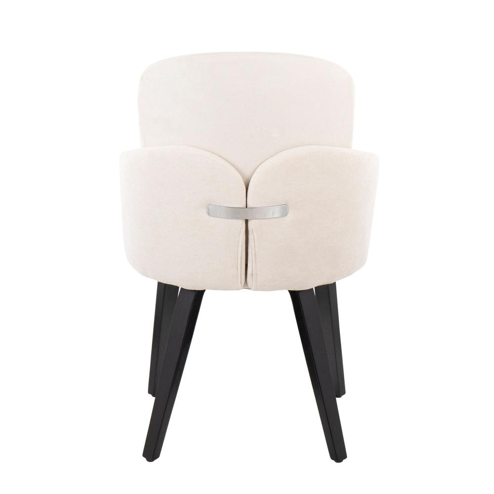 Black Wood, Cream Fabric, Chrome Metal Dahlia Dining Chair - Set of 2. Picture 5