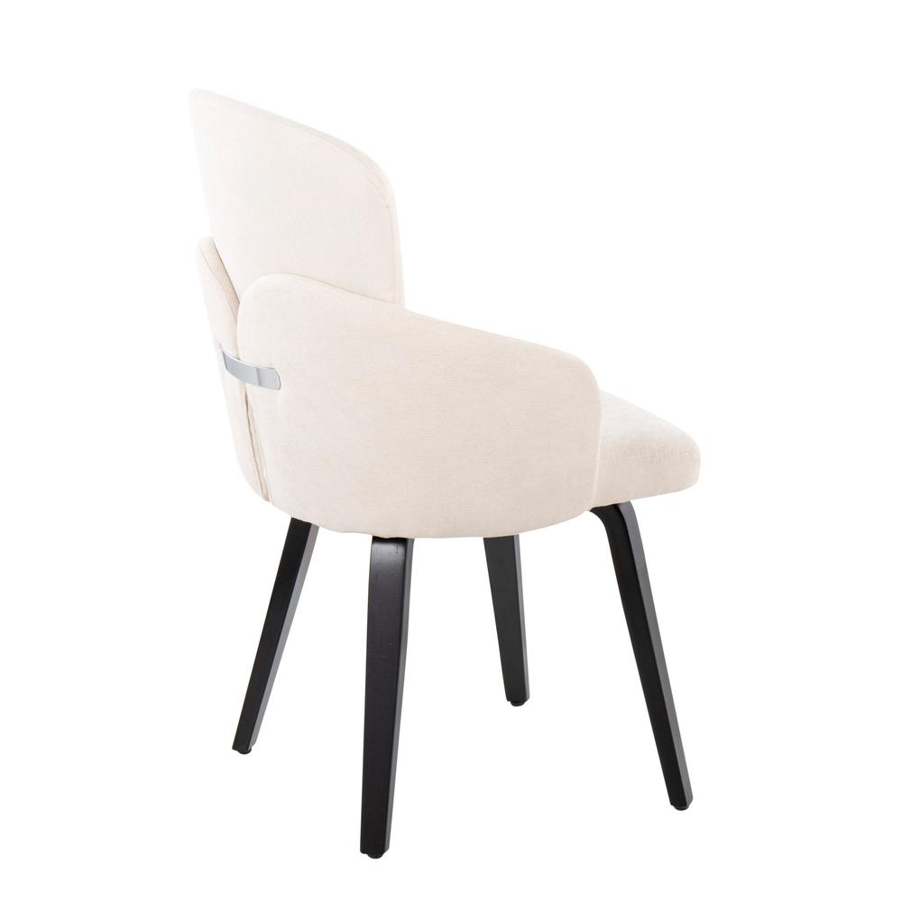 Black Wood, Cream Fabric, Chrome Metal Dahlia Dining Chair - Set of 2. Picture 4