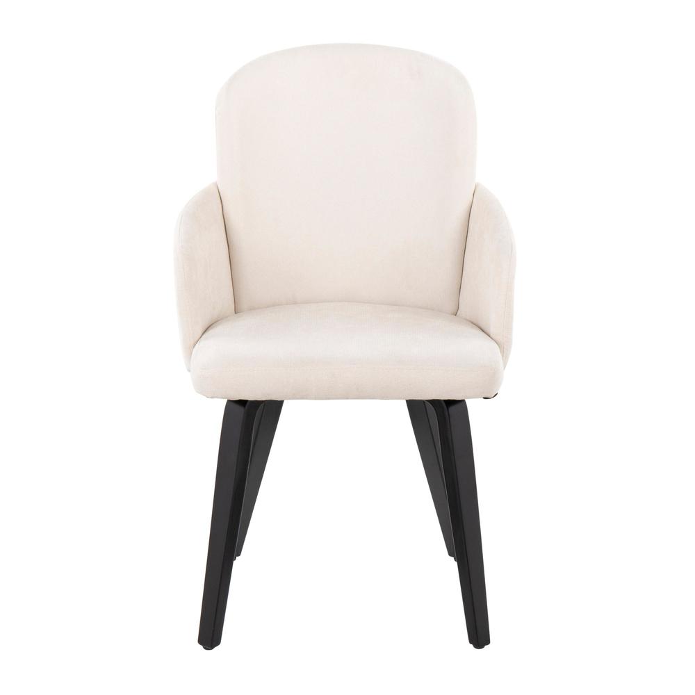 Black Wood, Cream Fabric, Chrome Metal Dahlia Dining Chair - Set of 2. Picture 6