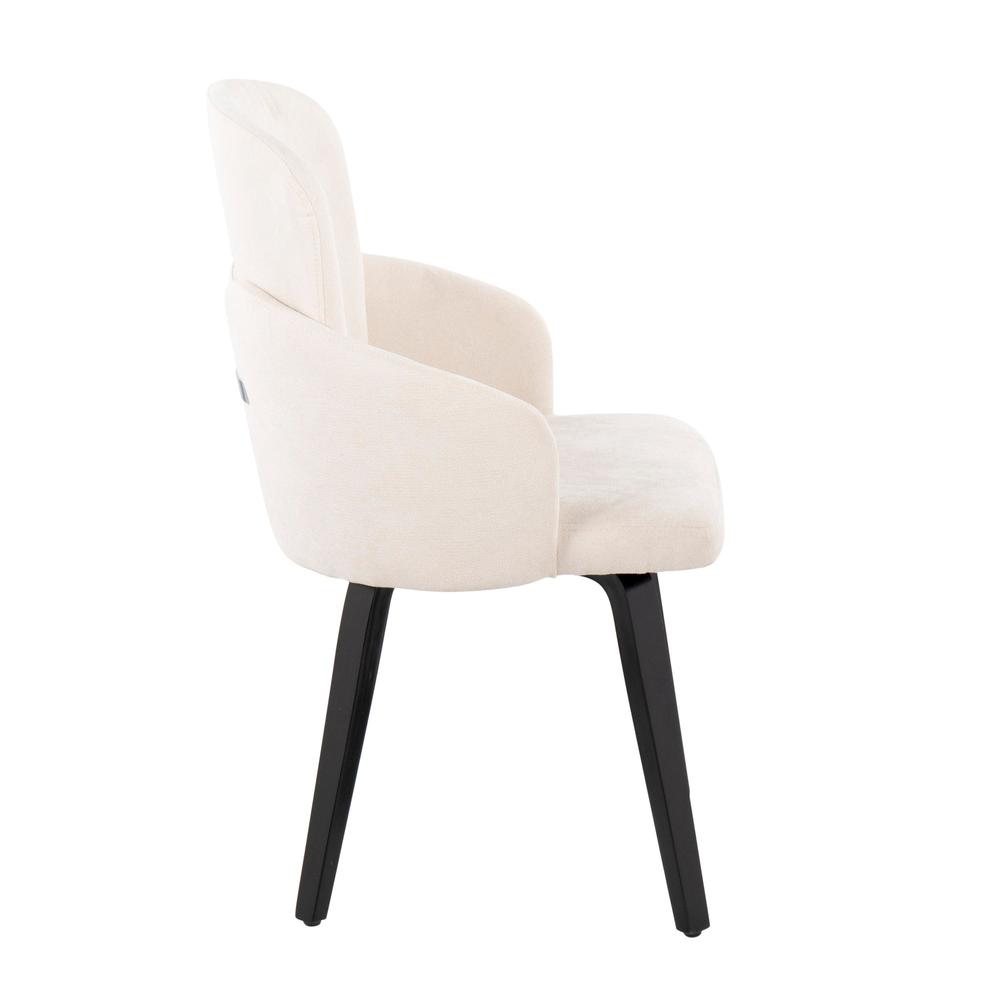Black Wood, Cream Fabric, Chrome Metal Dahlia Dining Chair - Set of 2. Picture 3
