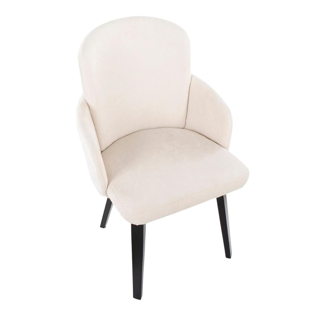 Black Wood, Cream Fabric, Chrome Metal Dahlia Dining Chair - Set of 2. Picture 7