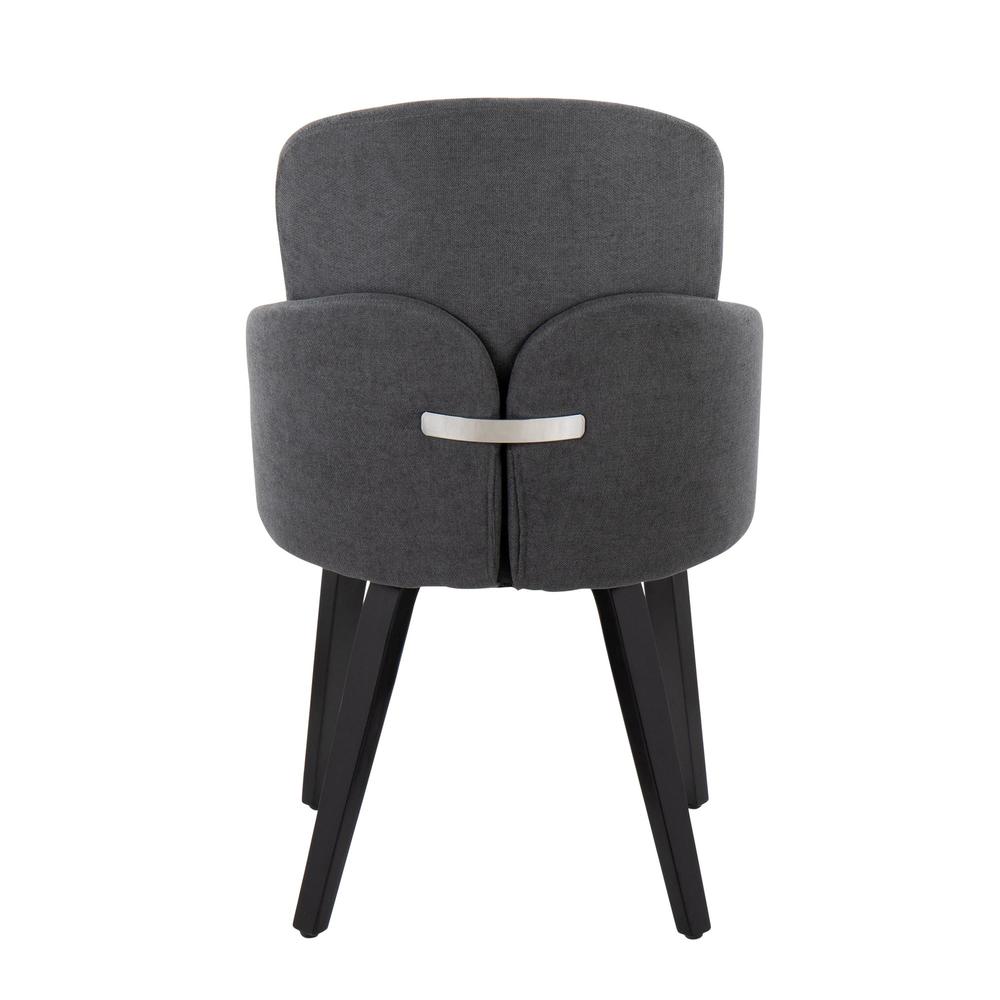 Black Wood, Grey Fabric, Chrome Dahlia Dining Chair - Set of 2. Picture 5
