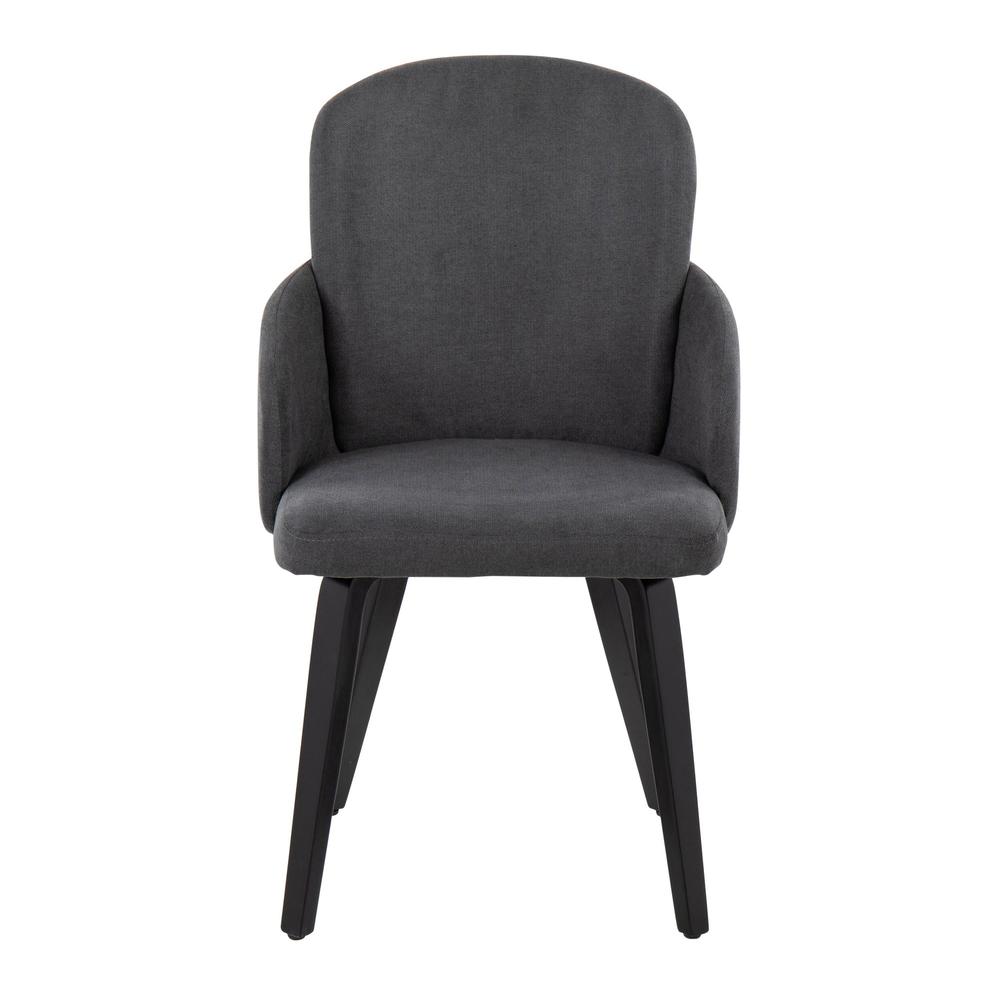 Black Wood, Grey Fabric, Chrome Dahlia Dining Chair - Set of 2. Picture 6