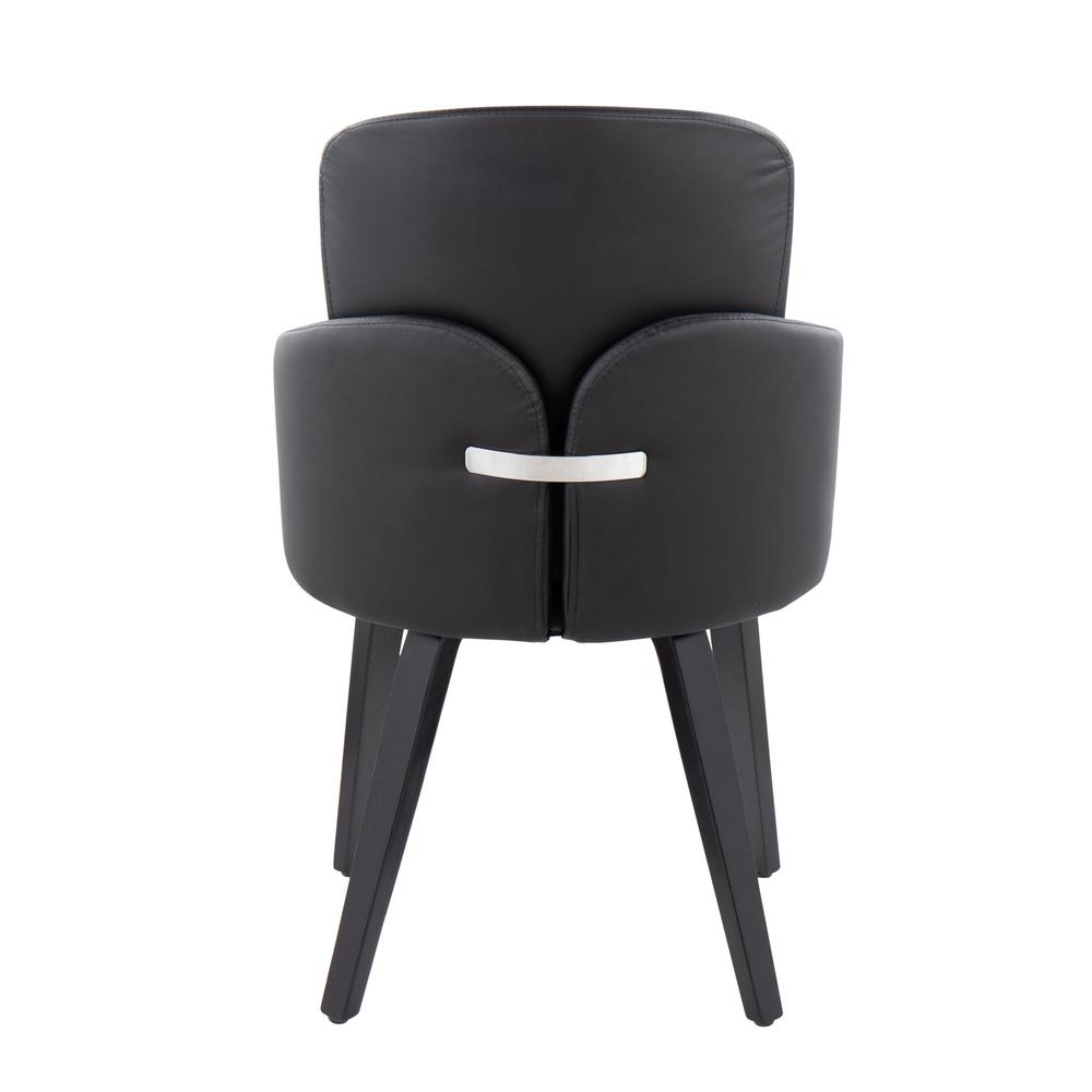 Black Wood, Black PU, Chrome Metal Dahlia Dining Chair - Set of 2. Picture 5