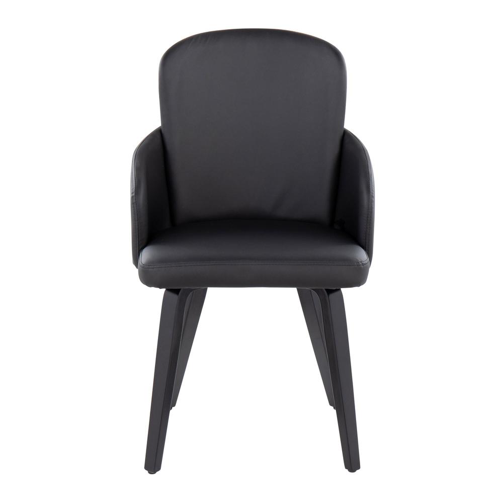 Black Wood, Black PU, Chrome Metal Dahlia Dining Chair - Set of 2. Picture 6