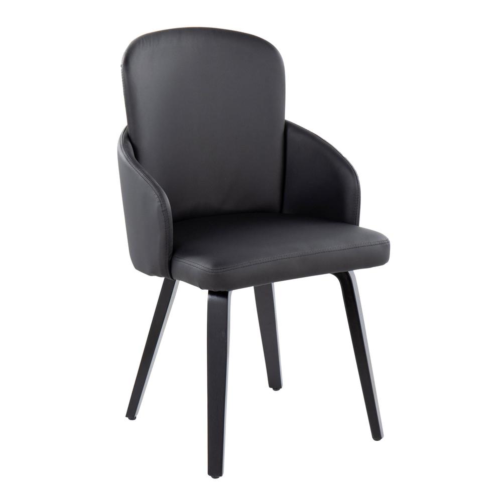 Black Wood, Black PU, Chrome Metal Dahlia Dining Chair - Set of 2. Picture 2