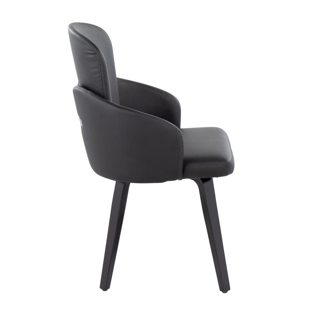 Black Wood, Black PU, Chrome Metal Dahlia Dining Chair - Set of 2. Picture 3