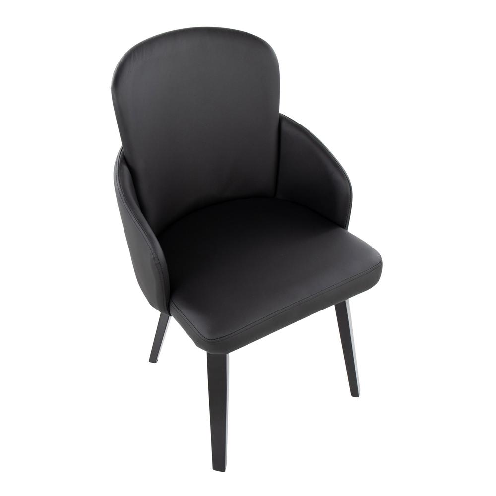 Black Wood, Black PU, Chrome Metal Dahlia Dining Chair - Set of 2. Picture 7