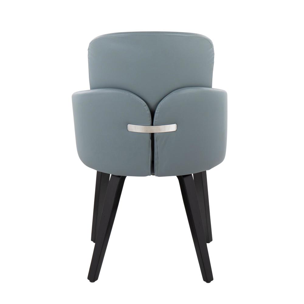 Black Wood, Grey PU, Chrome Dahlia Dining Chair - Set of 2. Picture 5