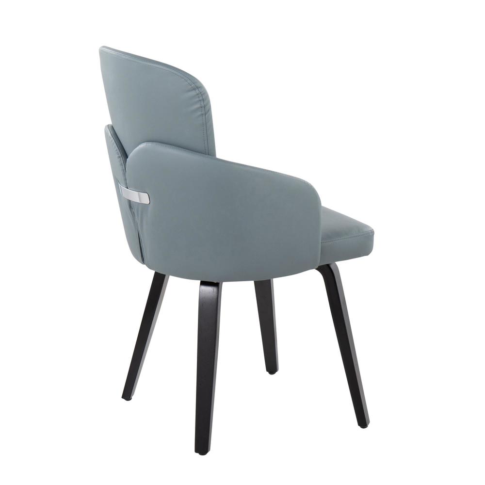 Black Wood, Grey PU, Chrome Dahlia Dining Chair - Set of 2. Picture 4
