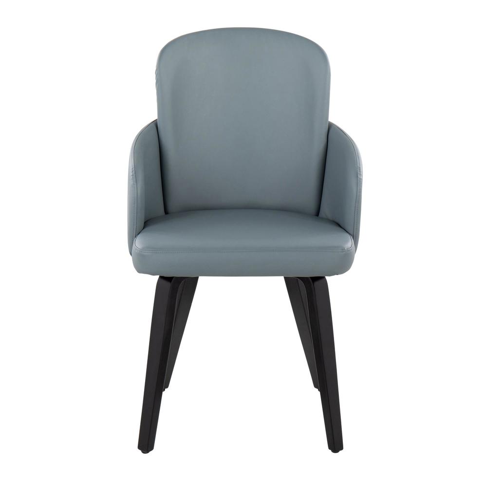 Black Wood, Grey PU, Chrome Dahlia Dining Chair - Set of 2. Picture 6