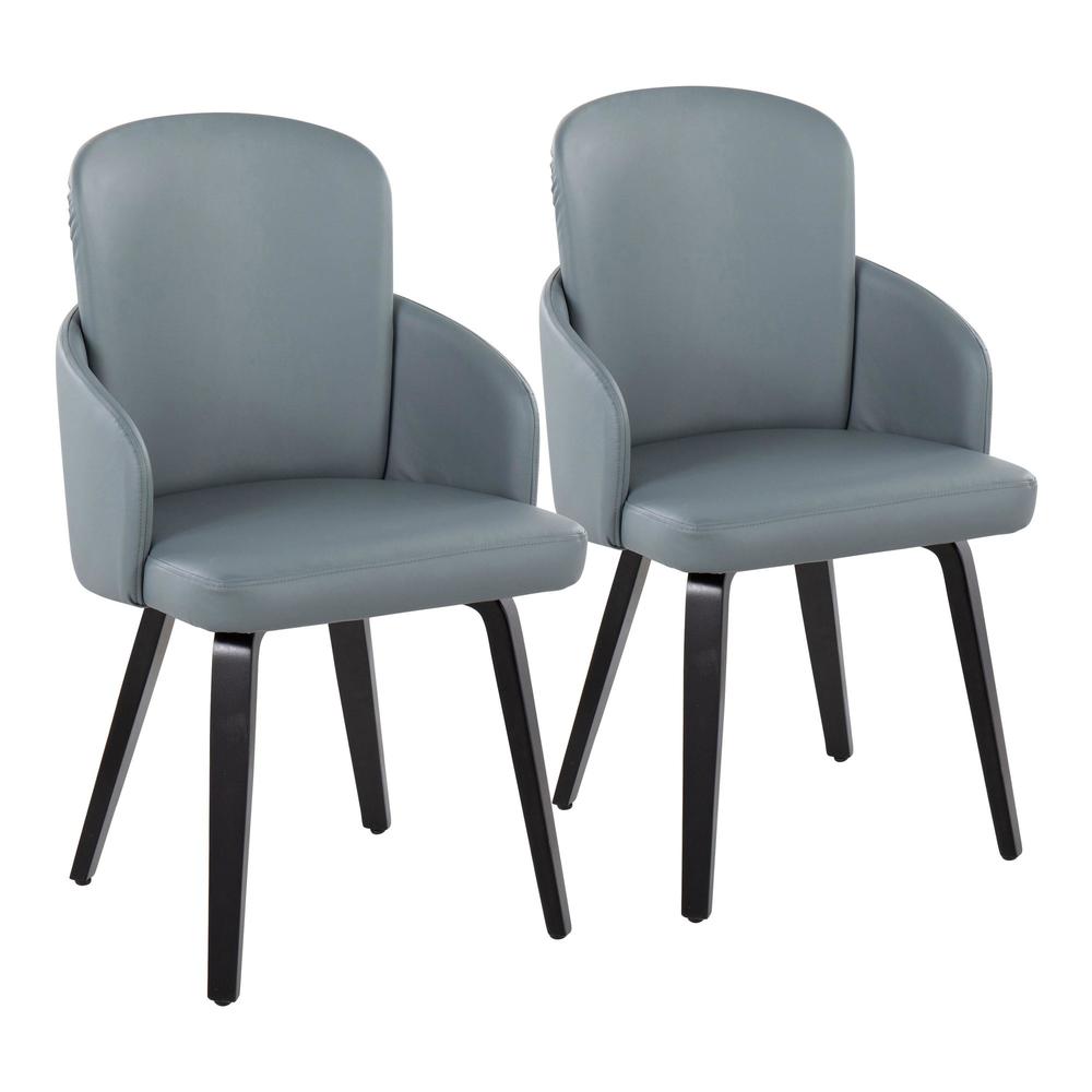 Black Wood, Grey PU, Chrome Dahlia Dining Chair - Set of 2. Picture 1