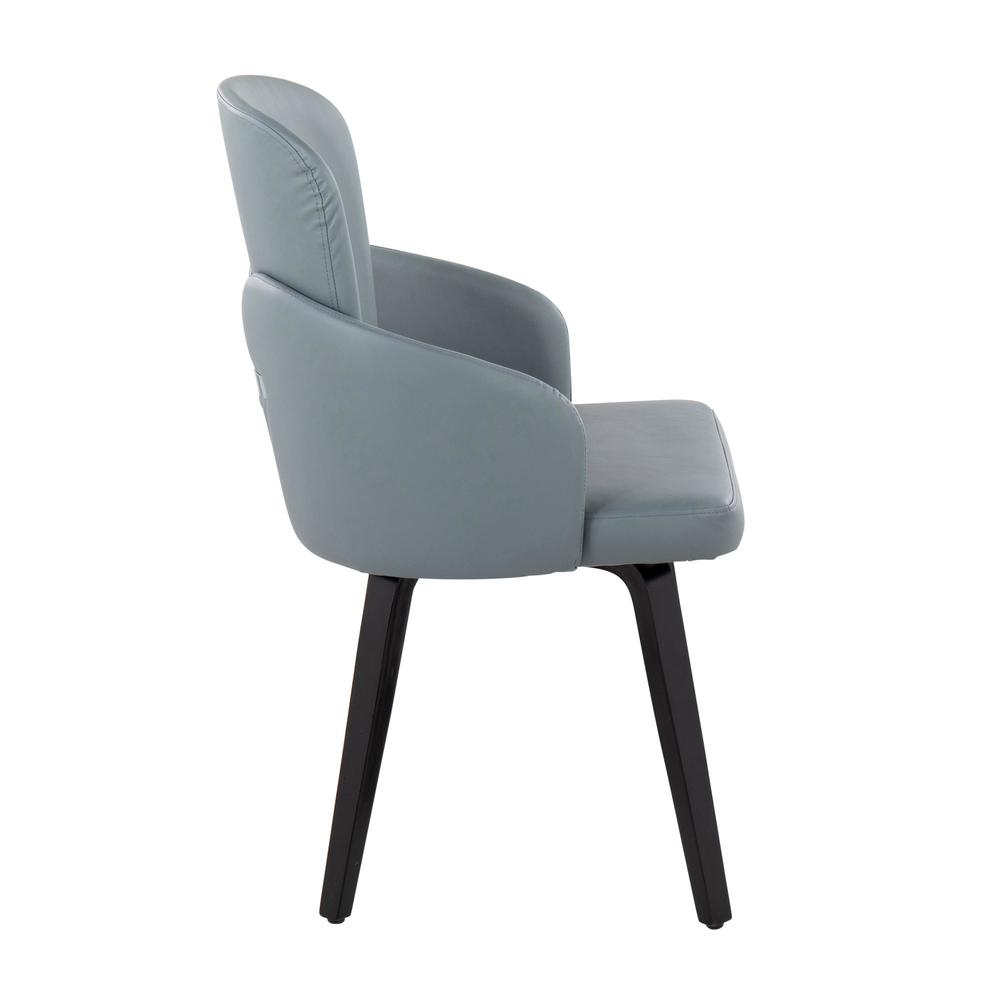 Black Wood, Grey PU, Chrome Dahlia Dining Chair - Set of 2. Picture 3