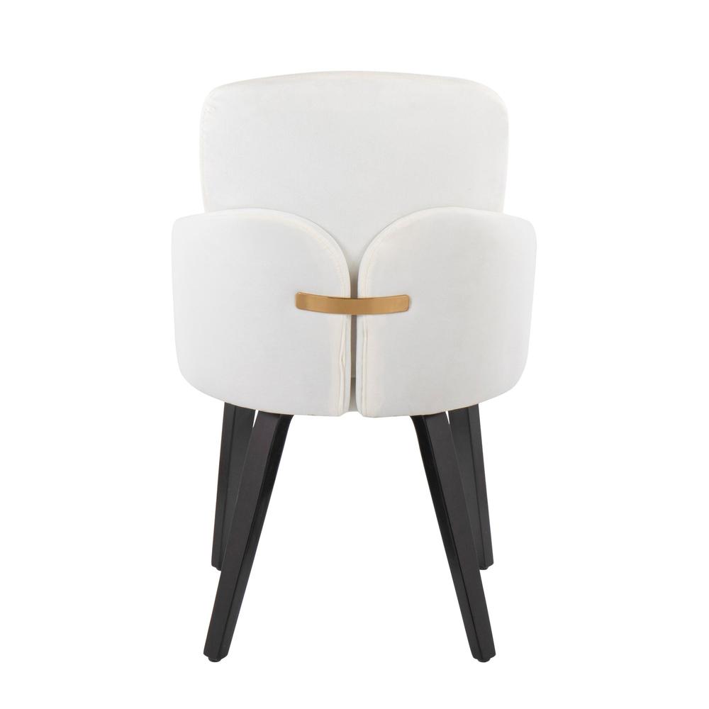 Black Wood, Cream Velvet, Gold Metal Dahlia Dining Chair - Set of 2. Picture 5