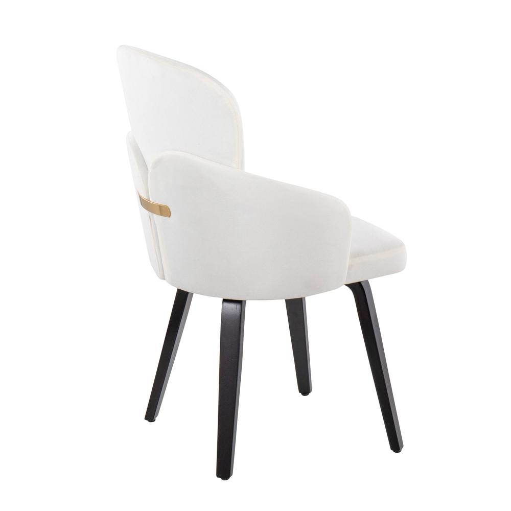 Black Wood, Cream Velvet, Gold Metal Dahlia Dining Chair - Set of 2. Picture 4