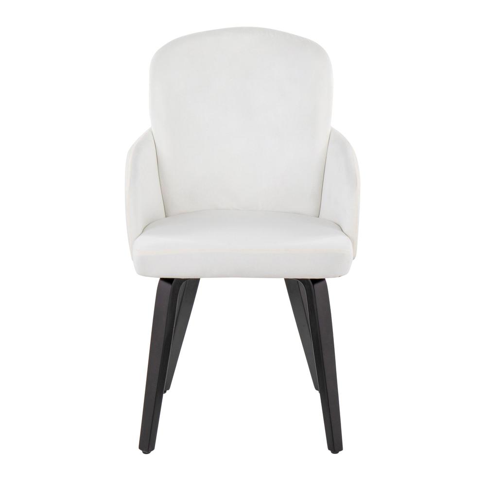 Black Wood, Cream Velvet, Gold Metal Dahlia Dining Chair - Set of 2. Picture 6