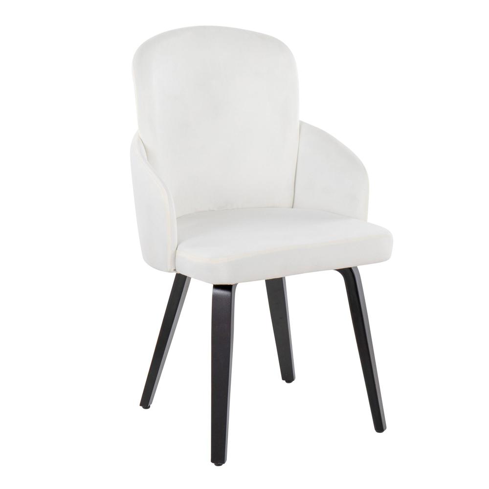 Black Wood, Cream Velvet, Gold Metal Dahlia Dining Chair - Set of 2. Picture 2