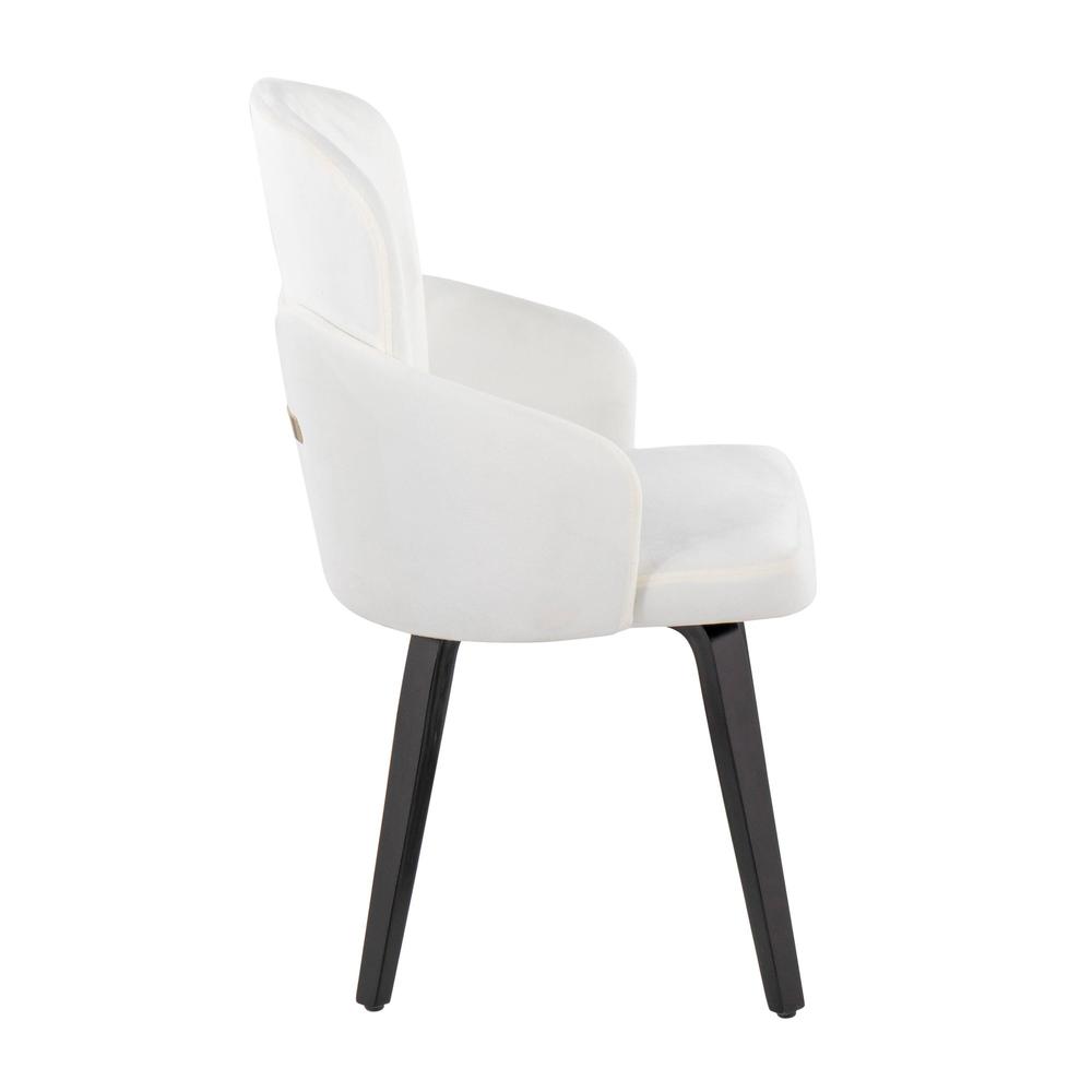 Black Wood, Cream Velvet, Gold Metal Dahlia Dining Chair - Set of 2. Picture 3