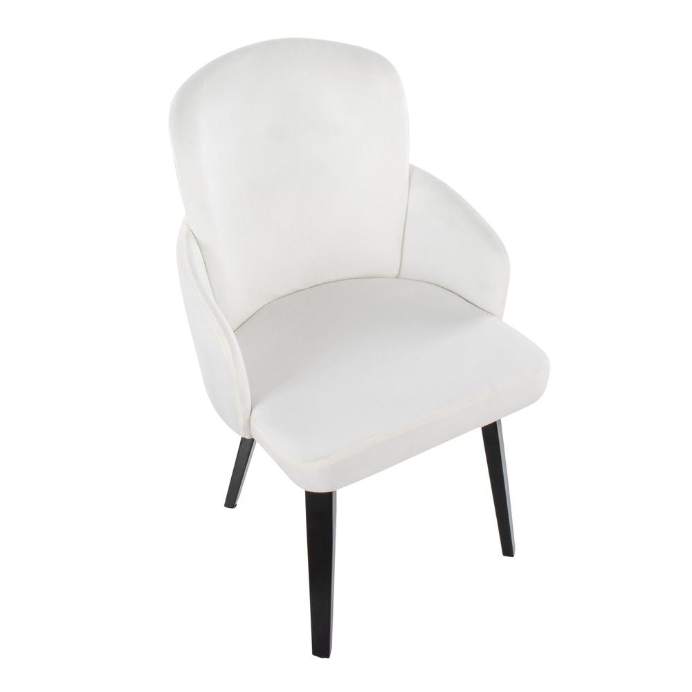 Black Wood, Cream Velvet, Gold Metal Dahlia Dining Chair - Set of 2. Picture 7