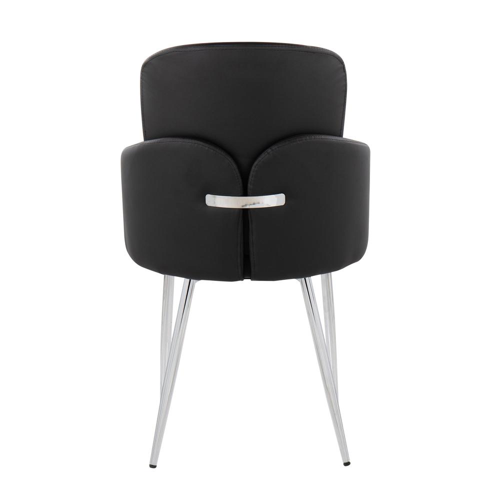 Black PU, Chrome Dahlia Dining Chair - Set of 2. Picture 5