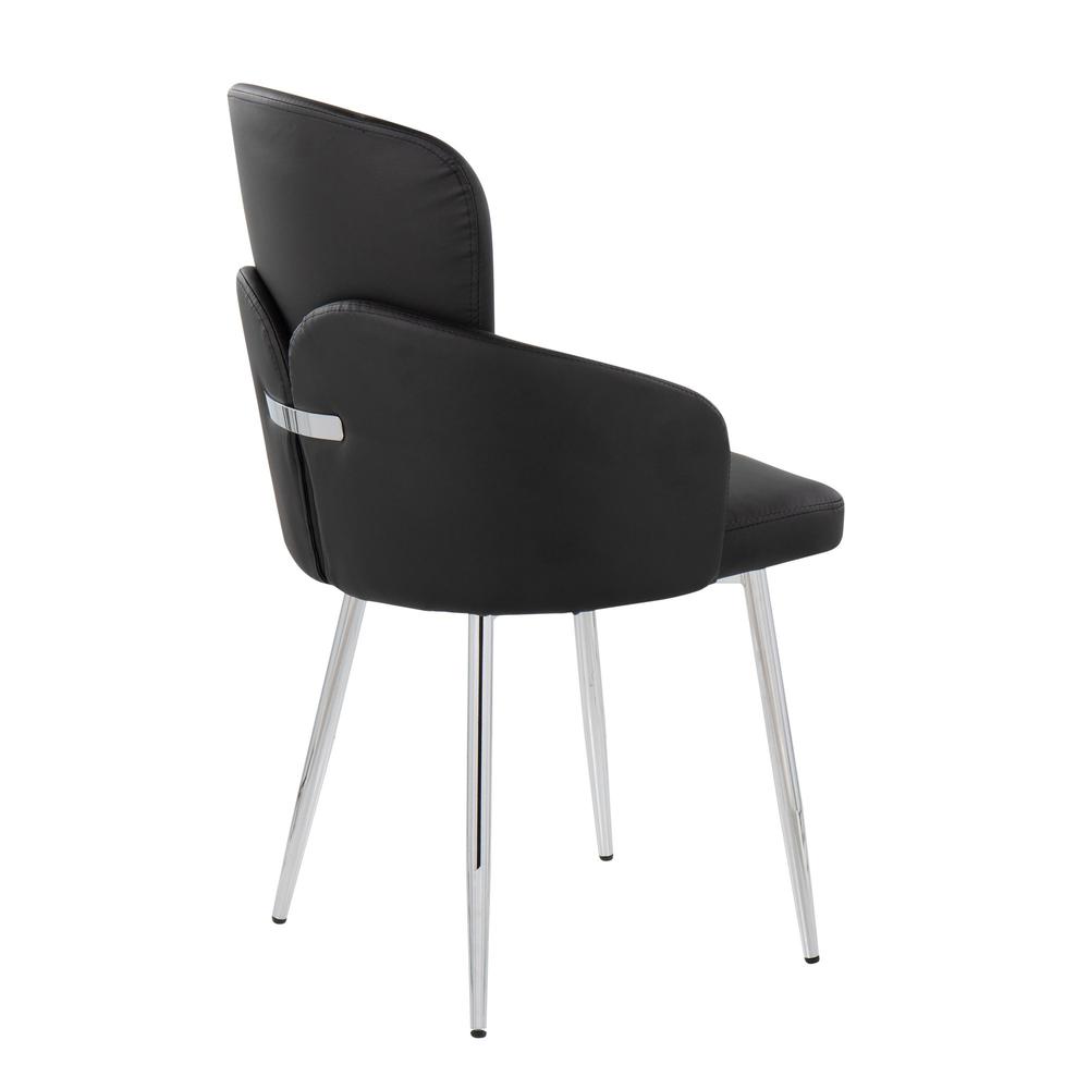 Black PU, Chrome Dahlia Dining Chair - Set of 2. Picture 4