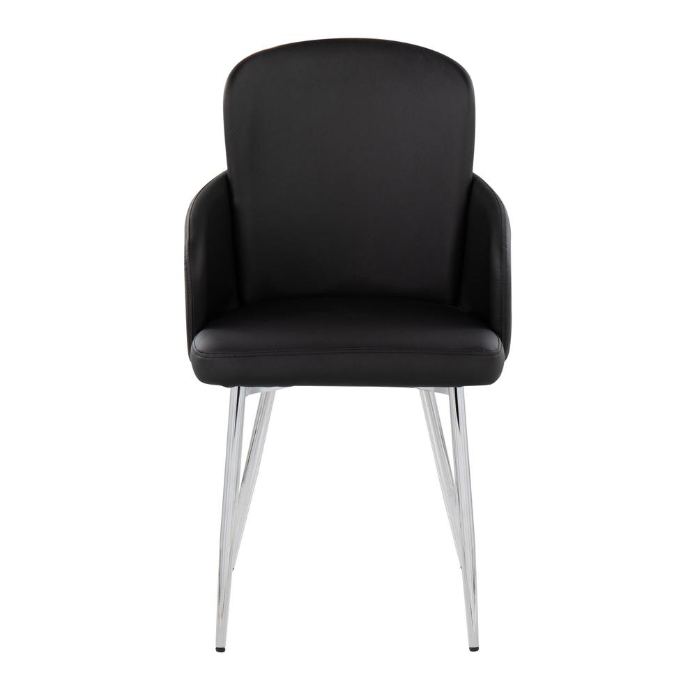Black PU, Chrome Dahlia Dining Chair - Set of 2. Picture 6