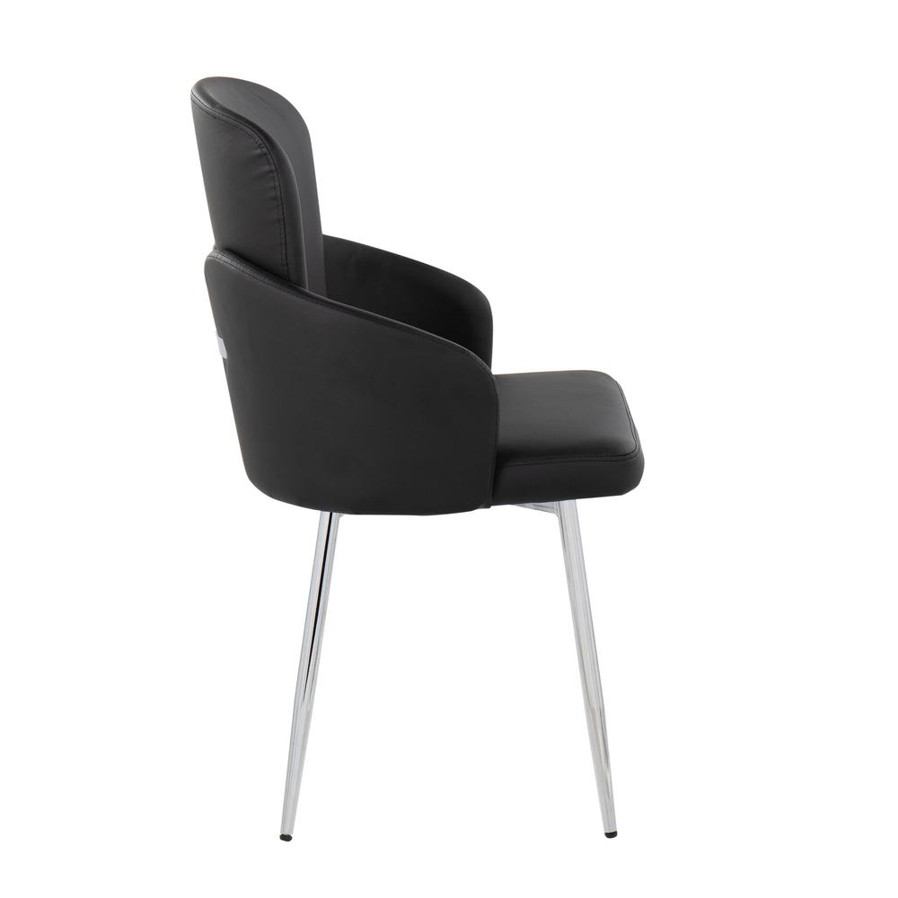 Black PU, Chrome Dahlia Dining Chair - Set of 2. Picture 3