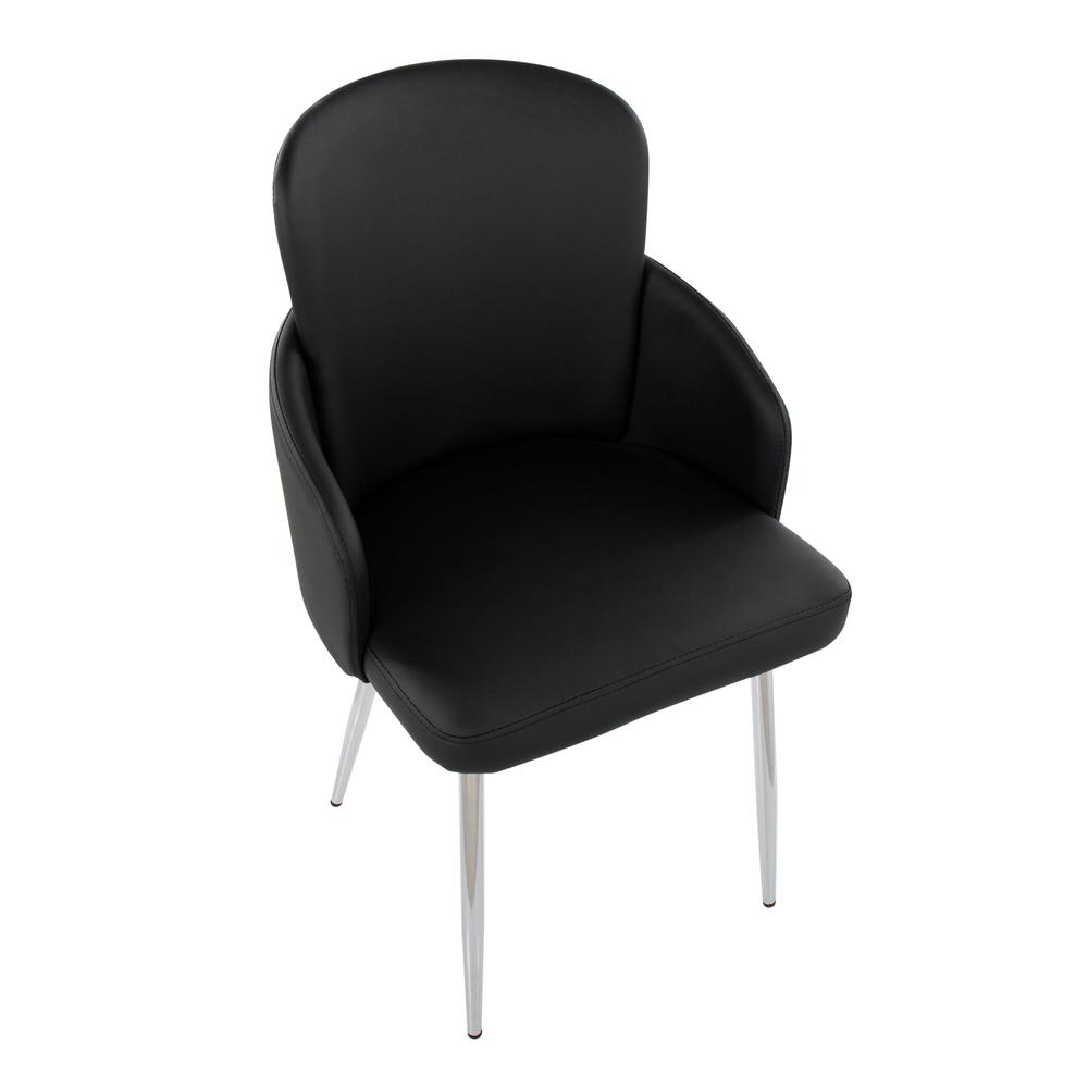Black PU, Chrome Dahlia Dining Chair - Set of 2. Picture 7