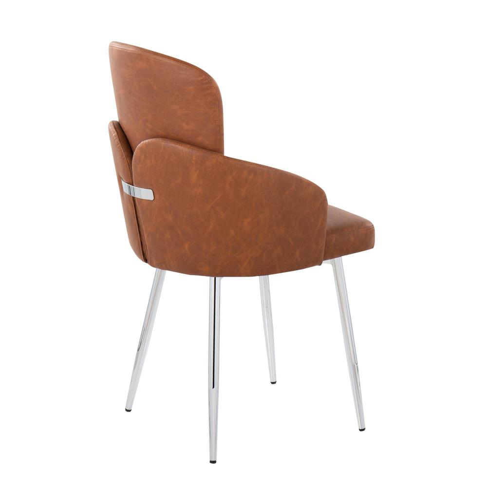 Camel PU, Chrome Dahlia Dining Chair - Set of 2. Picture 4