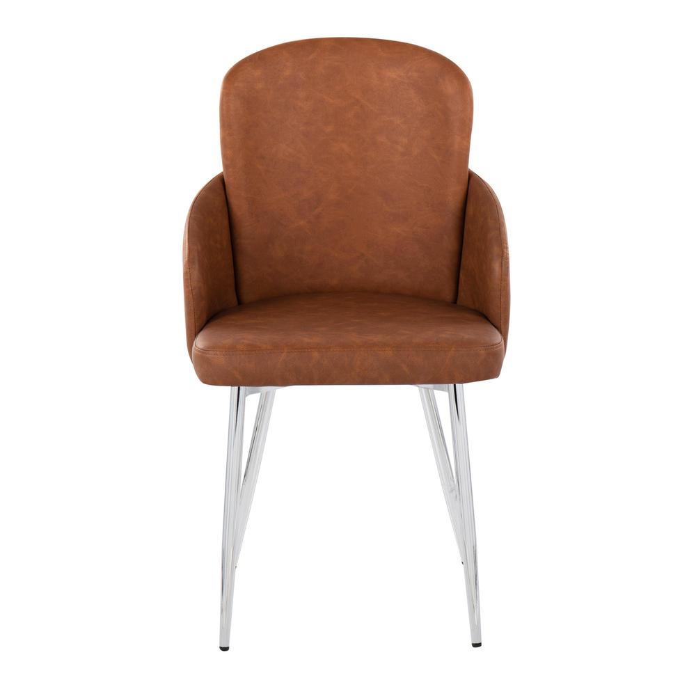 Camel PU, Chrome Dahlia Dining Chair - Set of 2. Picture 6