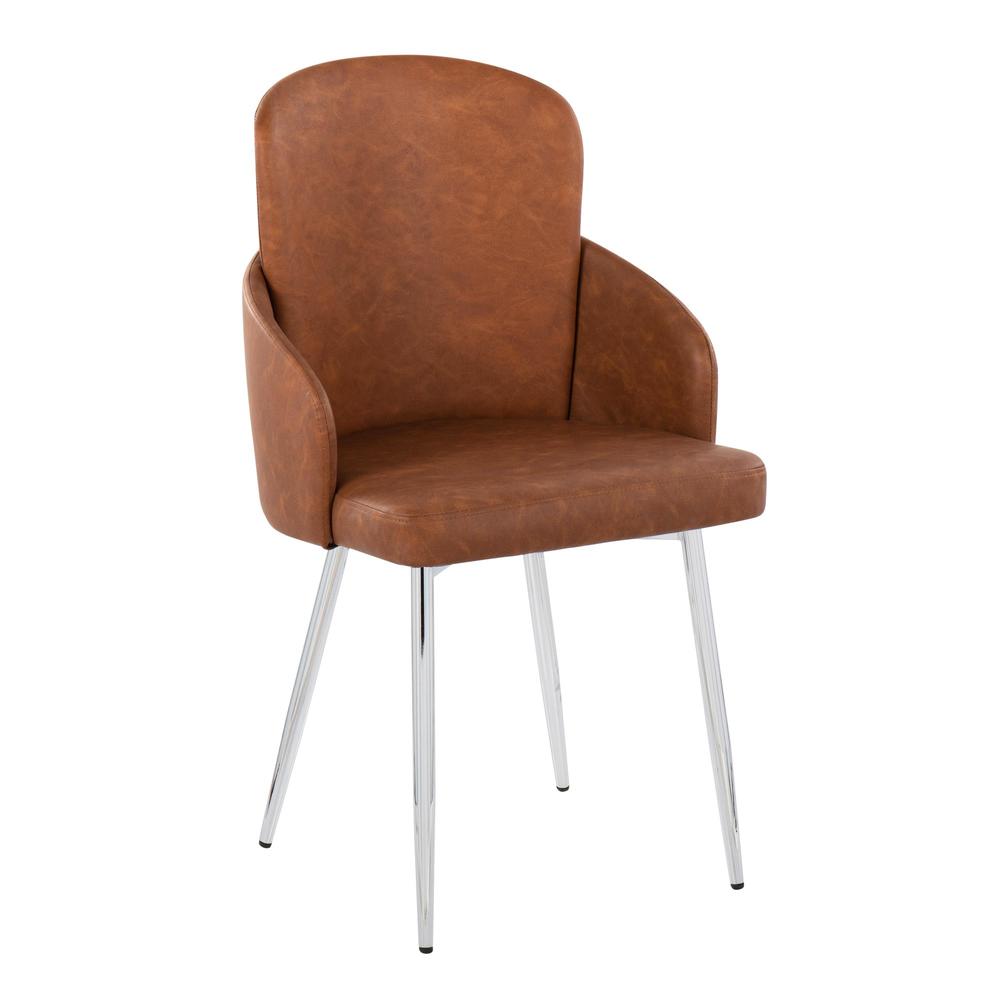 Camel PU, Chrome Dahlia Dining Chair - Set of 2. Picture 2