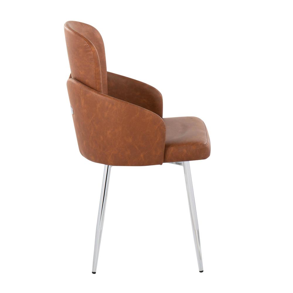 Camel PU, Chrome Dahlia Dining Chair - Set of 2. Picture 3