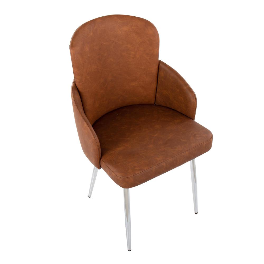 Camel PU, Chrome Dahlia Dining Chair - Set of 2. Picture 7
