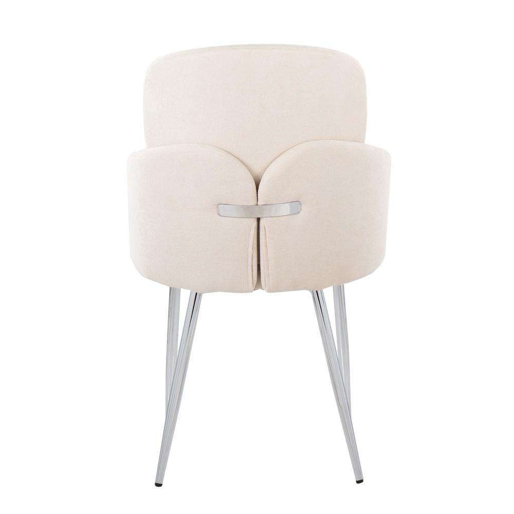 Cream Fabric, Chrome Dahlia Dining Chair - Set of 2. Picture 5