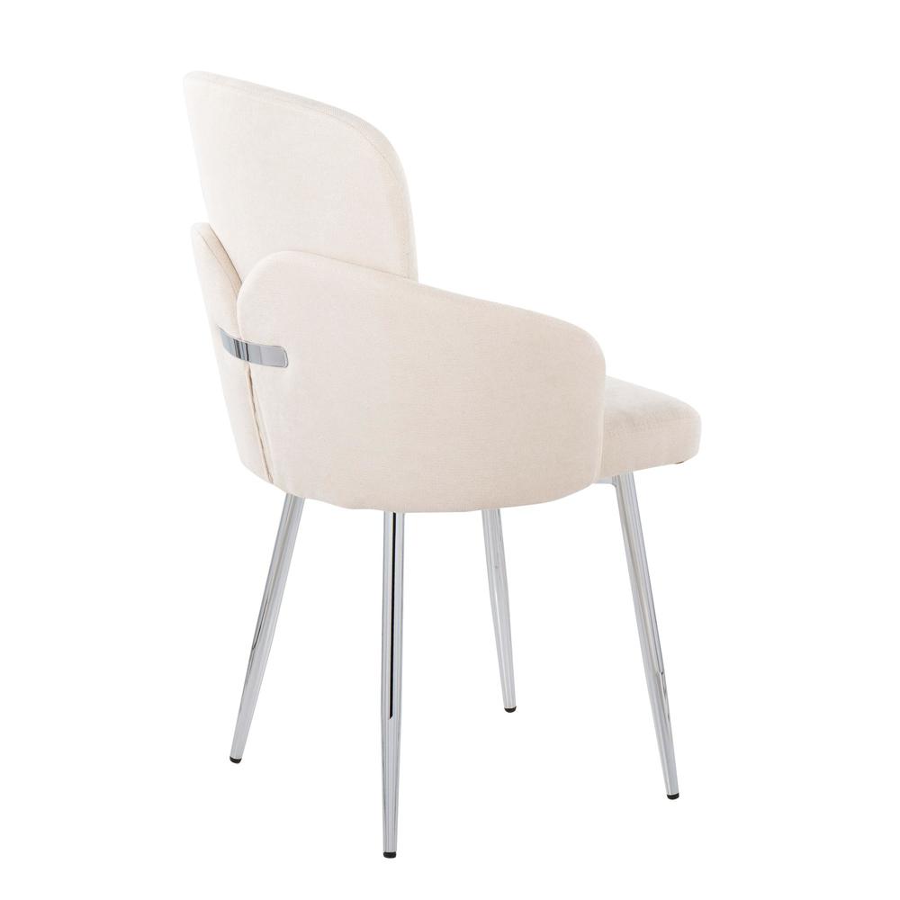 Cream Fabric, Chrome Dahlia Dining Chair - Set of 2. Picture 4