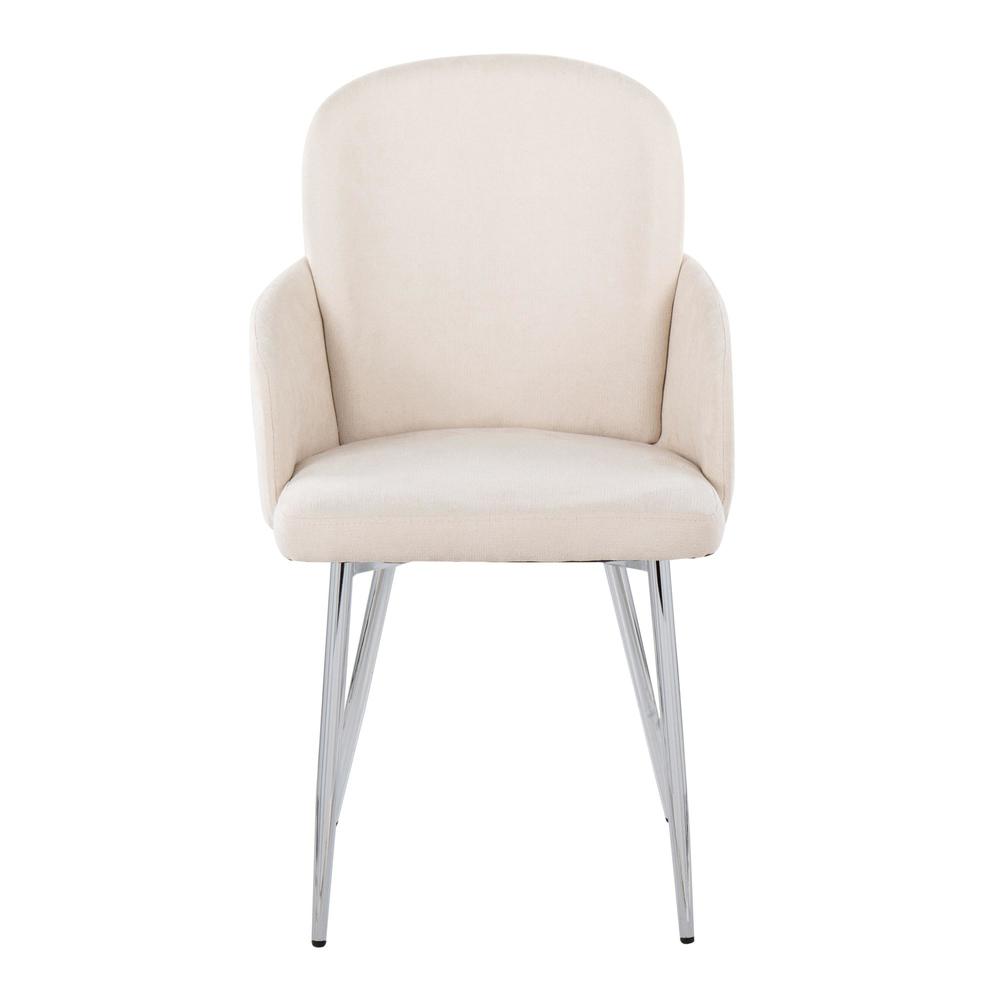 Cream Fabric, Chrome Dahlia Dining Chair - Set of 2. Picture 6