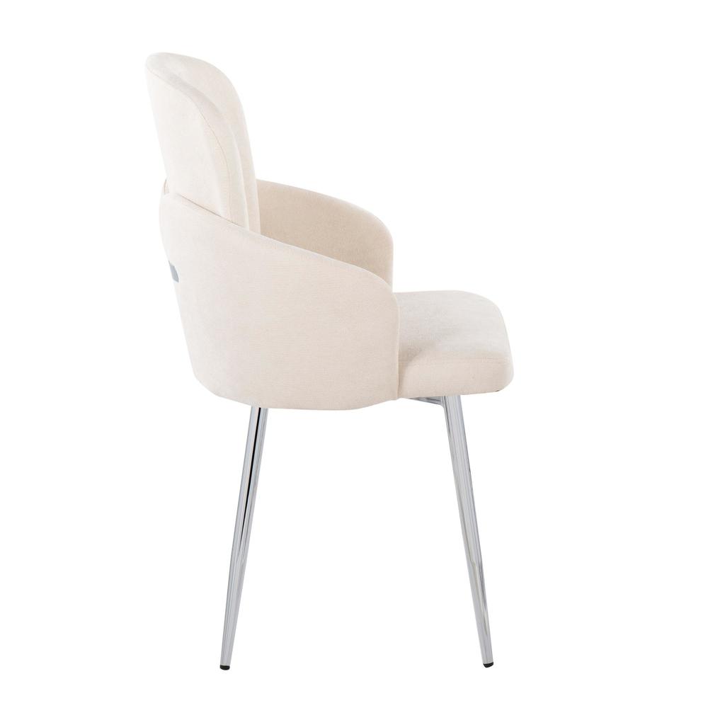 Cream Fabric, Chrome Dahlia Dining Chair - Set of 2. Picture 3