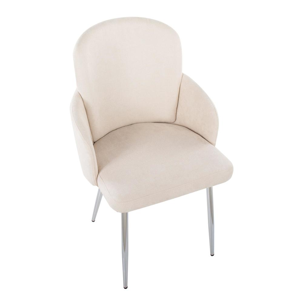 Cream Fabric, Chrome Dahlia Dining Chair - Set of 2. Picture 7