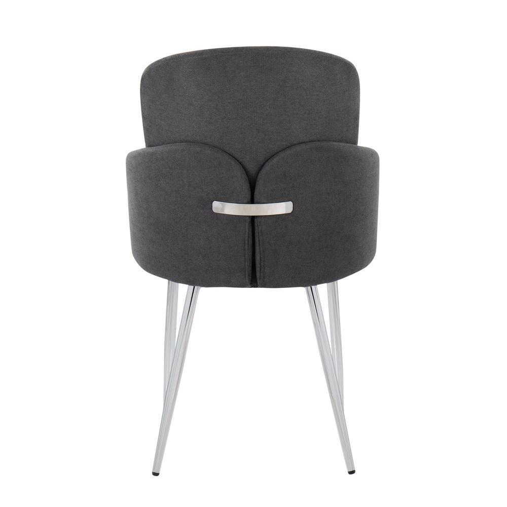 Grey Fabric, Chrome Dahlia Dining Chair - Set of 2. Picture 5