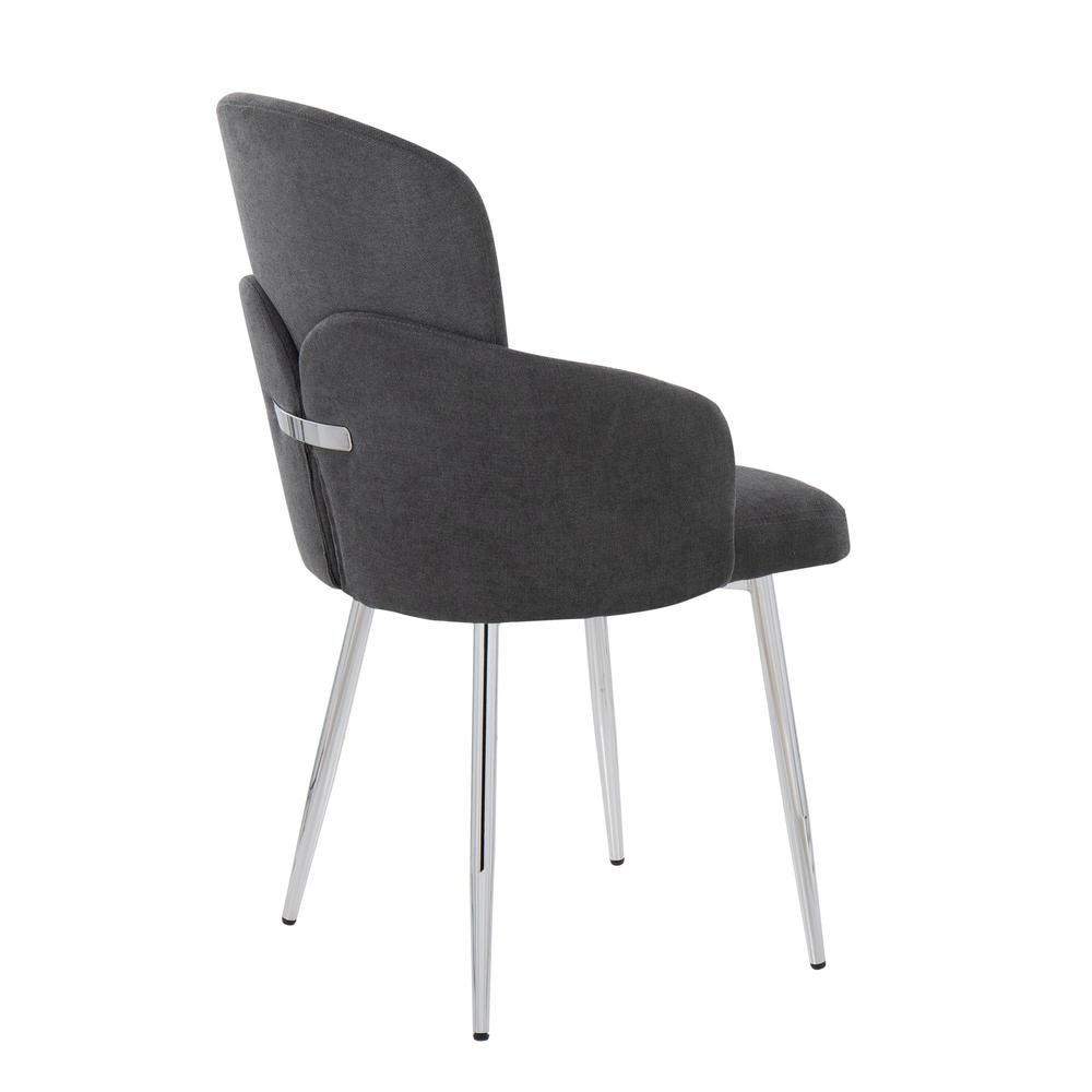 Grey Fabric, Chrome Dahlia Dining Chair - Set of 2. Picture 4