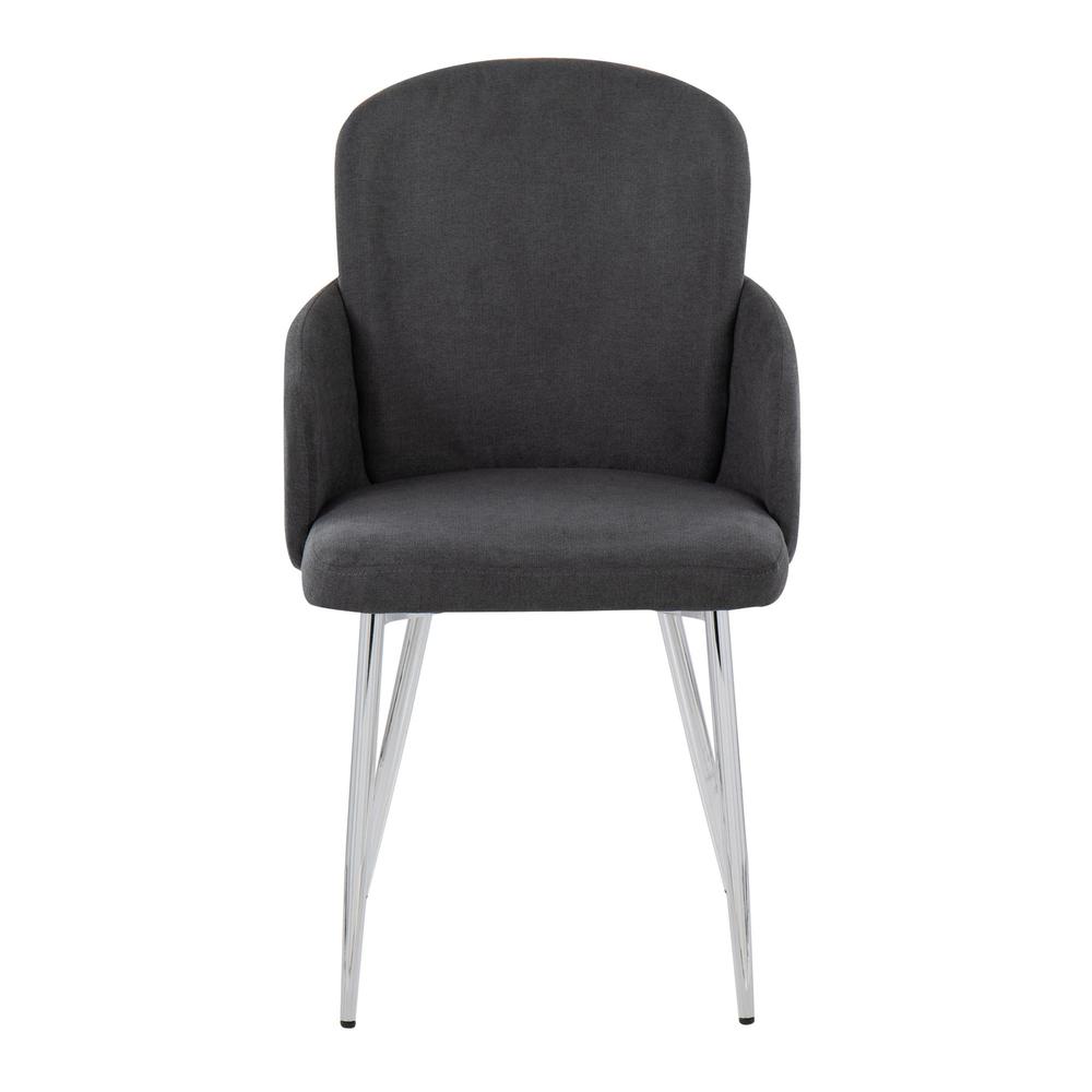 Grey Fabric, Chrome Dahlia Dining Chair - Set of 2. Picture 6