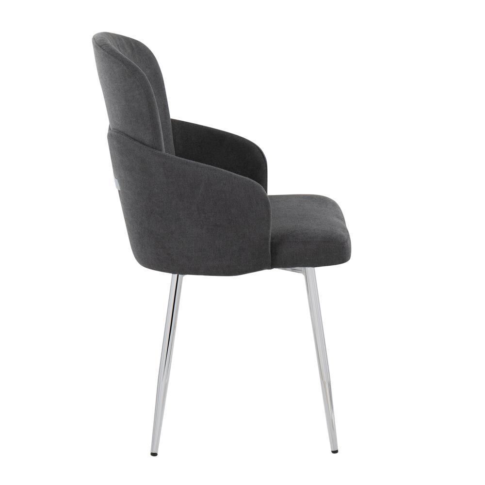 Grey Fabric, Chrome Dahlia Dining Chair - Set of 2. Picture 3