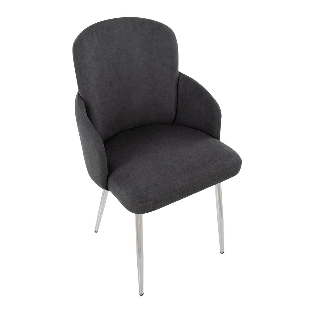 Grey Fabric, Chrome Dahlia Dining Chair - Set of 2. Picture 7