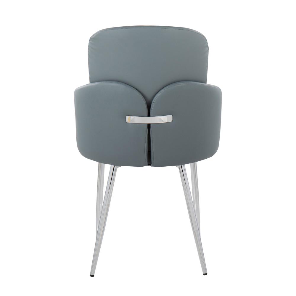 Grey PU, Chrome Dahlia Dining Chair - Set of 2. Picture 5