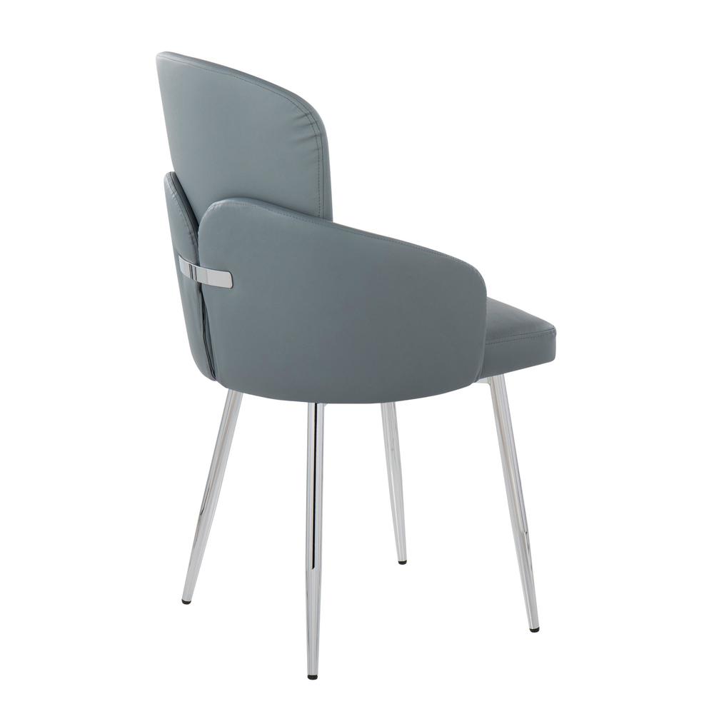 Grey PU, Chrome Dahlia Dining Chair - Set of 2. Picture 4