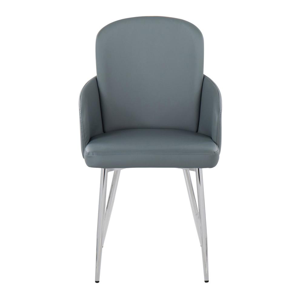 Grey PU, Chrome Dahlia Dining Chair - Set of 2. Picture 6